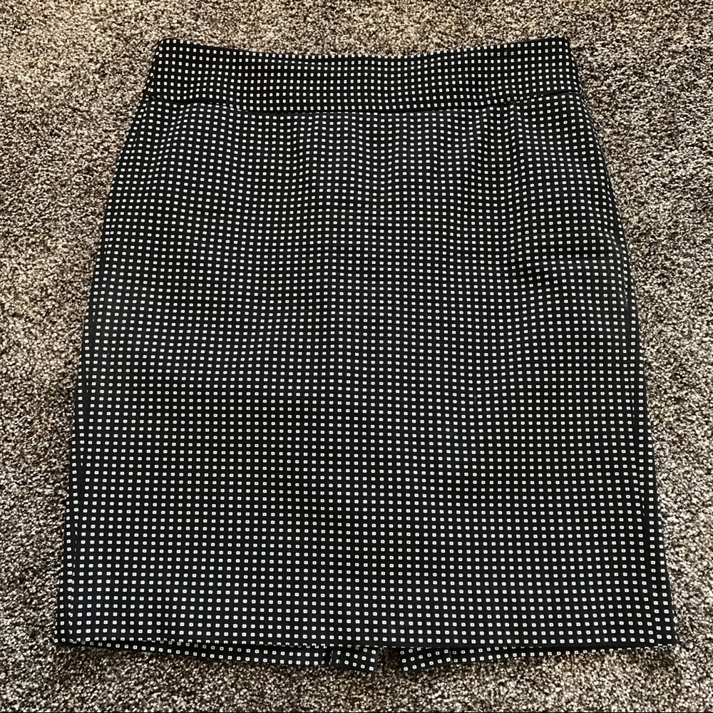 Banana Republic Black & White Graphic Print Cotton Blend Pencil Skirt